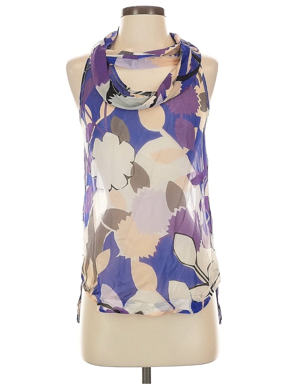 Diane Von Furstenberg Purple Floral Cowl Neck Camisole